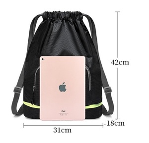 Wet Dry <b>Drawstring</b> Swim Bag Sports Gym <b>Backpack</b> with Front Zip Pocket Adjustable Wide Straps for Pool Yoga Fitness Beach Travel - Product Image 2