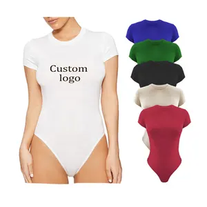 Custom Sexy Slim Tops Stretch Short Sleeve One Piece Jumpsuit Bodysuits For Women