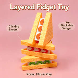 FUSEJOYSimulation Mini Juguete de Comida en Forma de Sándwich, Botón Decorativo de Presión, Llavero Antiestrés, Juguete de Ventilación Impreso en 3D - Product Image 2