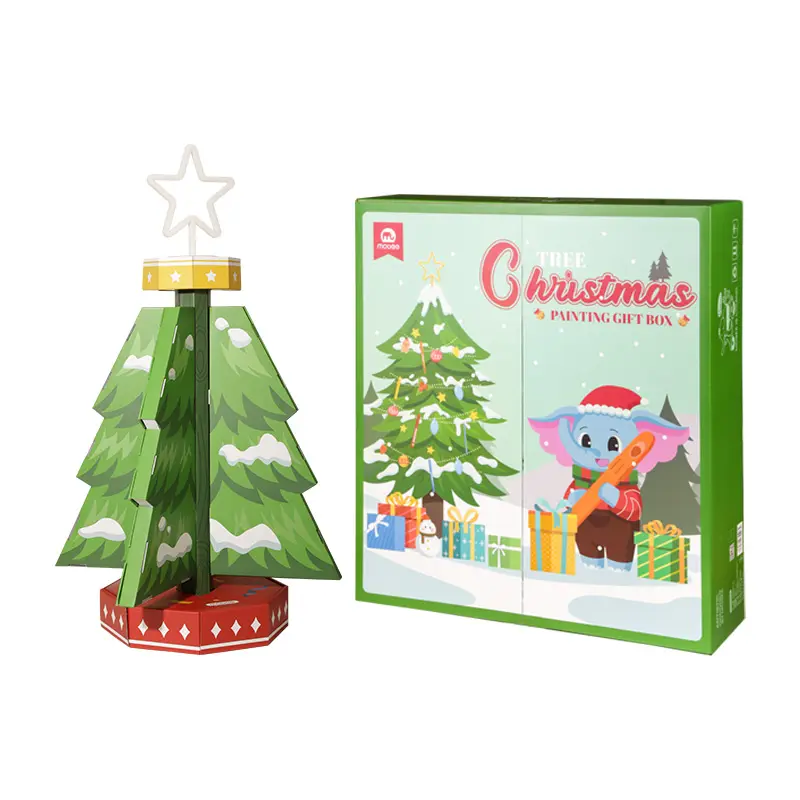 Mbee p023b13 עץ חג המולד ציור מתנה תיבת אמנות סט צבע מברשת שלם סט שלם ערכת כלי ציור מתנה לילדים