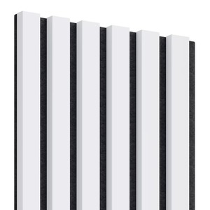 600*2400mm bianco PVC <span class=keywords><strong>3</strong></span> lati che copre <span class=keywords><strong>MDF</strong></span> stacca con schiuma acustica nera pannello di legno a doghe per la decorazione d'interni - Product Image 1