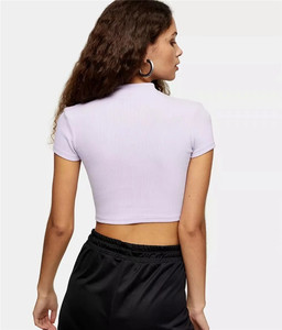 T-shirt à manches courtes pour femmes, haut court avec découpe découpée, Style chinois, haut moulant froncé, <span class=keywords><strong>en</strong></span> coton, été, - Product Image 3