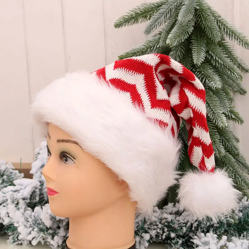 Cappello di Natale 2024 di vendita caldo cappello di Natale di lusso per feste di Natale di fascia alta cappello di Natale bianco e rosso inverno caldo unico per le vacanze