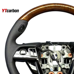YTcarbon สำหรับ Continental 16+ อะไหล่รถยนต์ อุปกรณ์ตกแต่งภายในรถยนต์ ปรับแต่งสไตล์วินเทจ พวงมาลัยหนังแท้ลายไม้แบบกำหนดเอง - Product Image 5