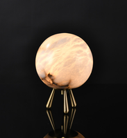 Lampe de table en cuivre espagnol et pierre nuageuse, lampe de chevet pour salon, LED, télécommande, intensité réglable, 2700K blanc chaud, lampe contemporaine