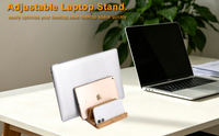 Support Vertical en Bambou pour Ordinateur Portable, Vente en Gros Usine, Station d'Accueil Multi-Emplacements en Bois pour Ordinateurs Portables, Tablettes et Téléphones