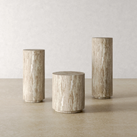 BOTON STONE prix de gros pierre naturelle décoration de la maison moderne mode salle à manger café Table d'appoint marbre travertin plinthe