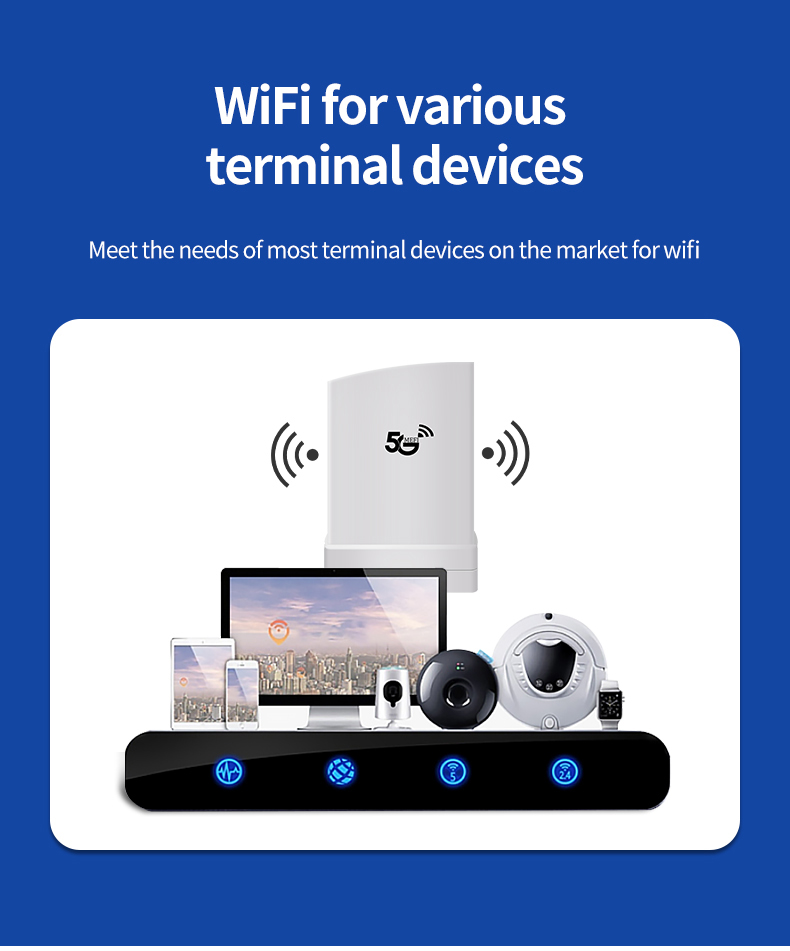 कृषि के लिए सफेद 117Mmx117Mmx180Mm 5G CPE वायरलेस आउटडोर राउटर 7