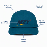 Topi Snapback Bordir Logo 3D Custom 5-Panel Flat Brim Baseball Cap 100% Katun Unisex Clean Guard Teal Workwear