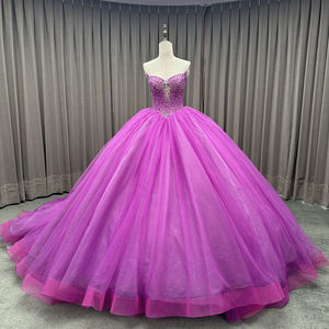 Jancember LSMC09 Vintage Empire Crystal Sequins Puffy Long Evening Dresses - Product Image 2