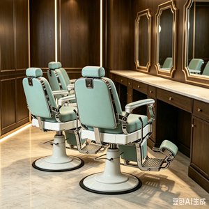 Sillón de Barbero Hidráulico Vintage Verde <span class=keywords><strong>Menta</strong></span>, Giratorio 360°, Reclinable, de Cuero PU Resistente, para Barbería - Product Image 5
