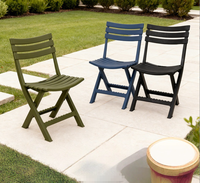 Ensemble table et chaises pliantes en plastique vert armée STG pour repas en plein air, villa et appartement - Meubles écologiques pour la maison