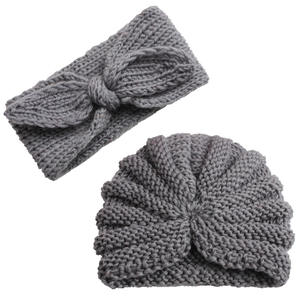 Cálidos gorros de invierno con nudo de ganchillo para bebé, gorro de punto para niña pequeña, <span class=keywords><strong>turbante</strong></span> de punto con diadema - Product Image 6