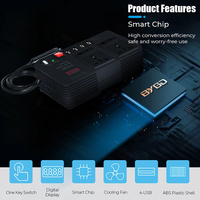Convertidor de Corriente para Auto de 300W de Alta Potencia, DC 12V a 220V, Multifunción, 4 Puertos USB, Material ABS Negro