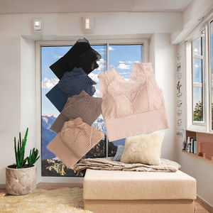 Sujetador de una pieza sin aros, talla única, con copa completa, decoración de encaje, transpirable, estilo diario para evitar la exposición - Product Image 3