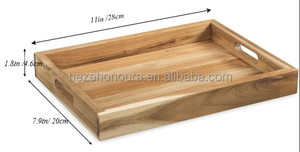 Bền & thân thiện với môi bằng gỗ tự nhiên phục vụ khay với xử lý đa mục đích hình chữ nhật khay thức ăn cho phòng tắm phòng khách & Bàn - Product Image 2