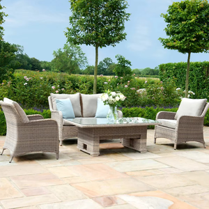 Modern Corner Outdoor Combination <b>Garden</b> Furniture Rattan set with Outdoor Courtyard Rattan Dining with <b>Rising</b> <b>Table</b> - Product Image 1