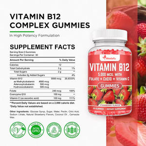 Suplemen <span class=keywords><strong>Vitamin</strong></span> <span class=keywords><strong>B12</strong></span> Gummies Kompleks OEM 5000 <span class=keywords><strong>Mcg</strong></span> dengan Penyerapan Tinggi, Mengandung Koenzim Q10, Folat, dan <span class=keywords><strong>Vitamin</strong></span> C - Product Image 2