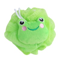 Prix d'usine pas cher maille éponge boule de bain fleur douche pouf personnalisé exfoliant Loofa éponge bain avec mousse de forme ronde