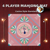 Tapis de table de mahjong carré de luxe pour 4 joueurs, imprimé, avec pieds en acier inoxydable, tissu antidérapant pour le poker et le mahjong