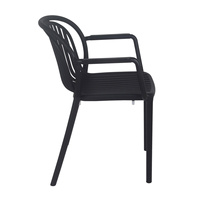 Fauteuil monobloc en plastique PP, dossier incurvé à lattes verticales, empilable, pour salle à manger, café, terrasse, restaurant en extérieur
