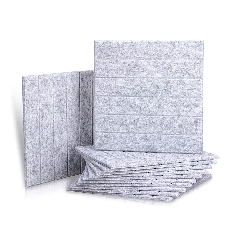 Звукопоглощающая изоляционная серая плитка со скошенными краями, фетровая настенная 3D акустическая панельная обработка для украшения стен