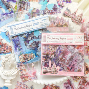 30 autocollants par sac, 6 matériaux décoratifs de collage gratuit pour le début de la tente de paysage de série de voyage - Product Image 4