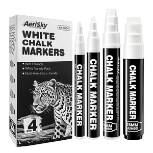 Lot de 4 marqueurs effaçables à sec <span class=keywords><strong>pour</strong></span> tableau noir, <span class=keywords><strong>blanc</strong></span>, haute couvrance, <span class=keywords><strong>pour</strong></span> vitres et surfaces en verre, pointes de 3mm, 6mm, 10mm, 15mm - Product Image 6