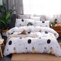 Ensemble de housse de couette en coton lavé 300TC, résistant à l'eau, avec motifs de plantes et de fleurs, trois pièces pour la maison