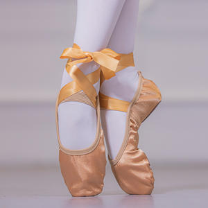 Nay1il balletto in raso con nastro con cinturini rotondi per interni Yoga per adulti ragazze morbido Modulare ballo Sole scarpe da Ballerina - Product Image 3