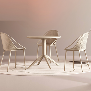 Ronde eettafel voor buiten, ronde plastic eettafel in Scandinavische stijl, draagbare holle salontafel voor kleine appartementen - Product Image 1