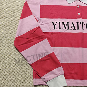 Benutzer definierte Streetwear Männer Vintage Stickerei Druck Polos Shirts Übergroße Boxy Langarm Button-up Rugby Polo Shirts - Product Image 3