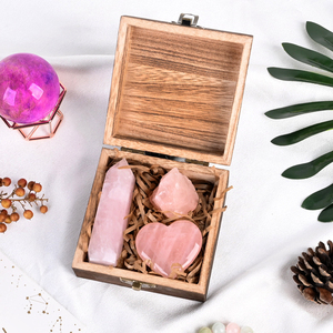Caja de Regalo de Cristal Natural para Meditación con Logotipo Personalizado, Caja de Madera Curativa con Set de Piedras Crudas de los Siete Chakras - Product Image 5