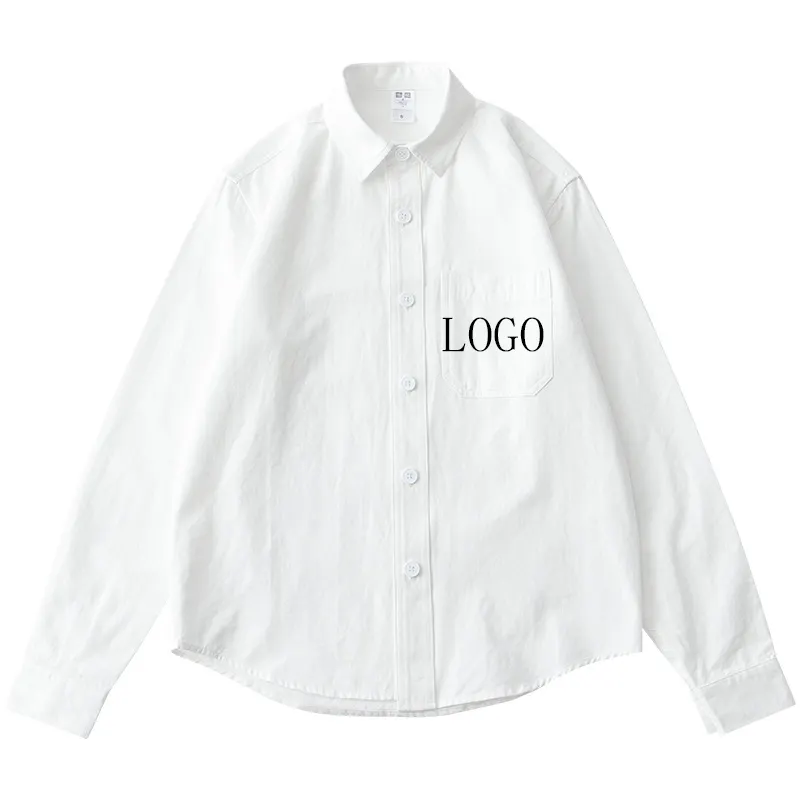 Yls Custom Britse Stijl Knoop Omhoog 100% Katoenen Shirt Voor Mannen Mode Heren Slim Fit Lange Mouw Wit Effen Kleur Effen Shirt