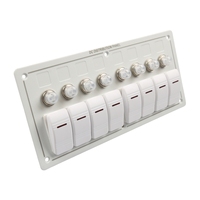 Panel de Interruptores Marino de Aluminio Blanco de 8 Vías, Listo para Enviar, con Protección Contra Sobrecarga e Indicadores LED