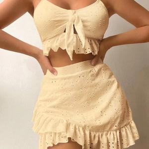 Paquete de 3 trajes de baño personalizados para mujer, Bikini con volantes y nudo, falda a la cadera, traje de baño, sujetador acolchado, Top, bañadores, conjuntos de baño personalizados - Product Image 2