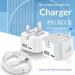 Logotipo/Empaque Personalizado Disponible: <span class=keywords><strong>Cargador</strong></span> de Doble Puerto USB-C USB-A de 35W para <span class=keywords><strong>iPhone</strong></span> <span class=keywords><strong>8</strong></span>-16, Adaptador de Corriente Plegable con Enchufe para Reino Unido - Product Image 3