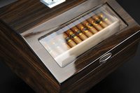 Boîte en bois de noyer personnalisée - Fenêtre en verre inclinée et peinture haute brillance, Coque de compteur de style chinois sur mesure