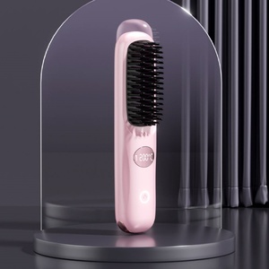 160°/180°/200° Wireless Electric Hair Straightener <b>Comb</b> Brush Travel Home Portable Hair Straightener Brush Type-C Rechargeable - Product Image 1