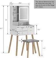 Petite table de toilette avec miroir lumineux Table de maquillage avec chaises tiroirs Coiffeuse Porte coulissante pour chambre à coucher Petits espaces