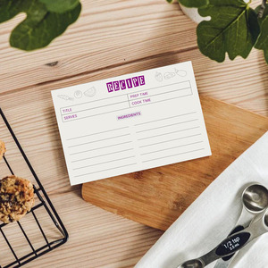 Nhà Sản Xuất Biểu Tượng Tùy Chỉnh Thẻ Công Thức Hai Mặt Nhà Bếp Công Thức Thẻ Công Thức Notecards Cho Đám Cưới Cô Dâu Tắm Trang Trại - Product Image 2