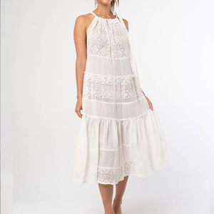 Vestido midi de encaje transparente estilo bohemio hecho a medida, vestido midi de tul de alta calidad 100% algodón - Product Image 2