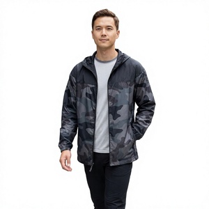 Men's Hooded Solid Windproof Polyester Casual Windbreaker Jacket Autumn Outdoor Wear Zipper Closure Regular Fit Streetwear - Product Image 1