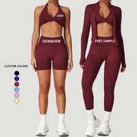 Nouvelle Collection : Ensemble de Yoga 4 Pièces Grande Taille Respirant avec Soutien-Gorge de Sport Haute Élasticité, Legging Taille Haute Effet Scrunch Butt et Logo Frontal