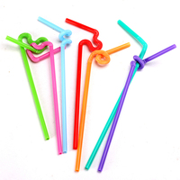 Pailles fantaisie en plastique PP avec impression de logo personnalisé pailles jetables emballées individuellement