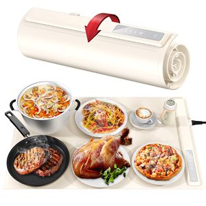 Curled Square Portable Touch Control Adjustable Temperature Household Dining Table Warm Board Silicone Material Odor-free and Ea - Product Image 1