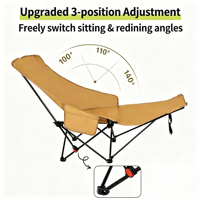 Chaise de camping inclinable réglable avec tissu Oxford et poche latérale pour les siestes et la détente en plein air