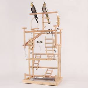 Grote Massief Houten Vogelbenodigdheden Staan Papegaaibaars Trainingsladder Met Hengel En Touwklimframe Vogelspeelgoed Set - Product Image 2