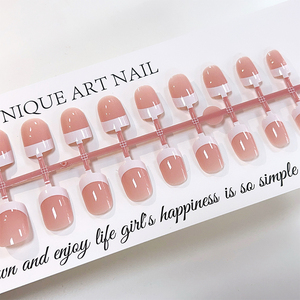 <span class=keywords><strong>Faux</strong></span> <span class=keywords><strong>Ongles</strong></span> à Coller Style Français Nude Pur, Couverture Complète, Forme Carrée Courte, Taille Personnalisée, 120 Pièces/Set - Product Image 2