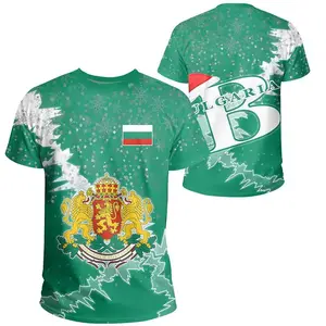 Custom Logo Afdrukken Goedkope Promotie Bulgaria Country Flag Ademende T-Shirt Met 3d Print
